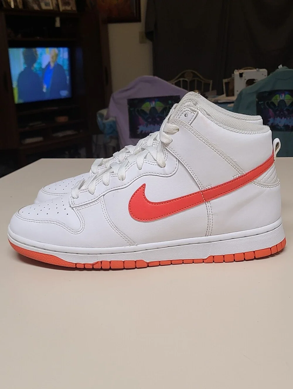Nike Dunk High Retro White Picante Red hi top skateboard sneakers size 10
